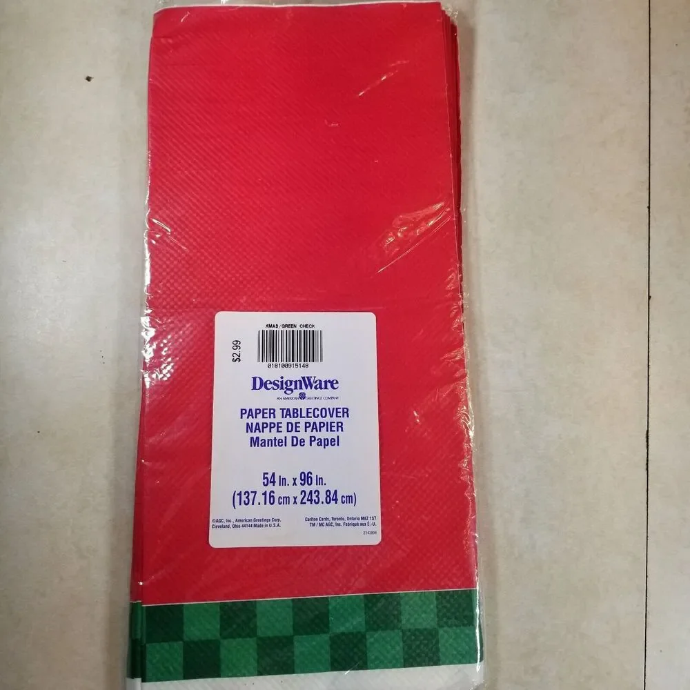 2 Table Covers Vintage Sealed Christmas Holly and Red Green Checked Tablecloths